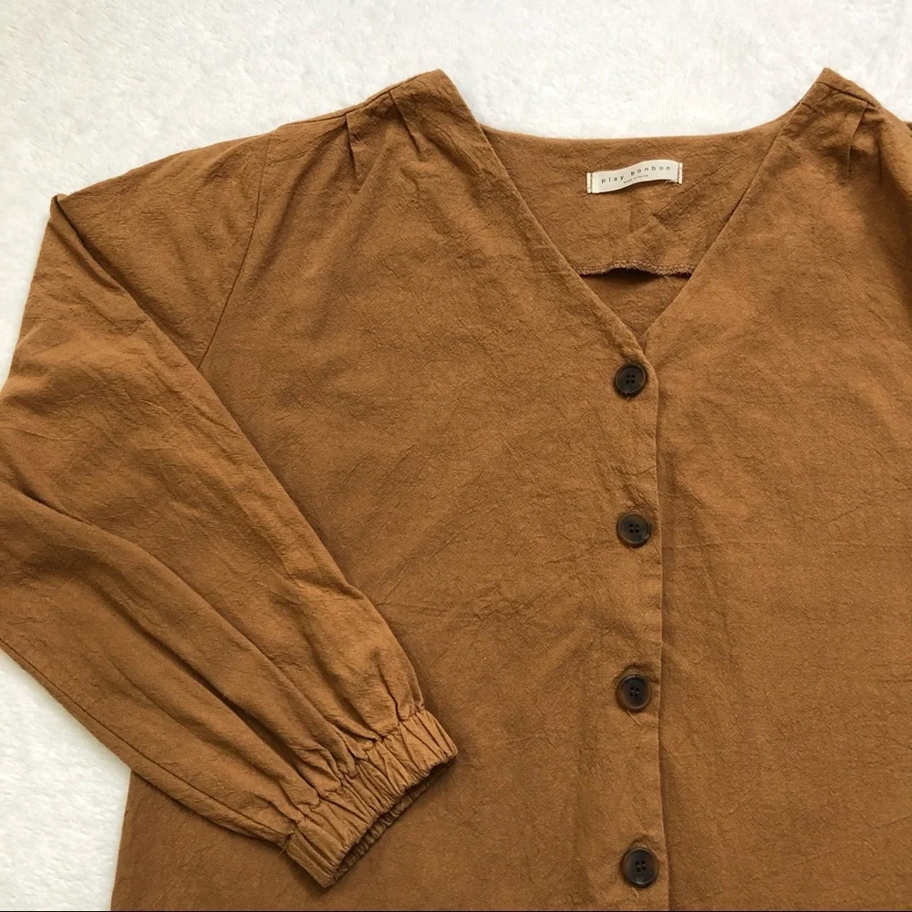 play bonbon, Long Sleeve Button Down Shirt, Size L - Picture 8 of 15